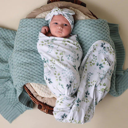Eden Organic Jersey Wrap & Topknot Set - Aster & Ruby