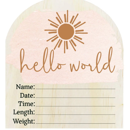Hello World Pink Sun Wooden Arch