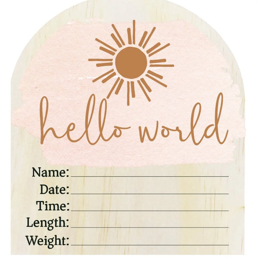 Hello World Pink Sun Wooden Arch