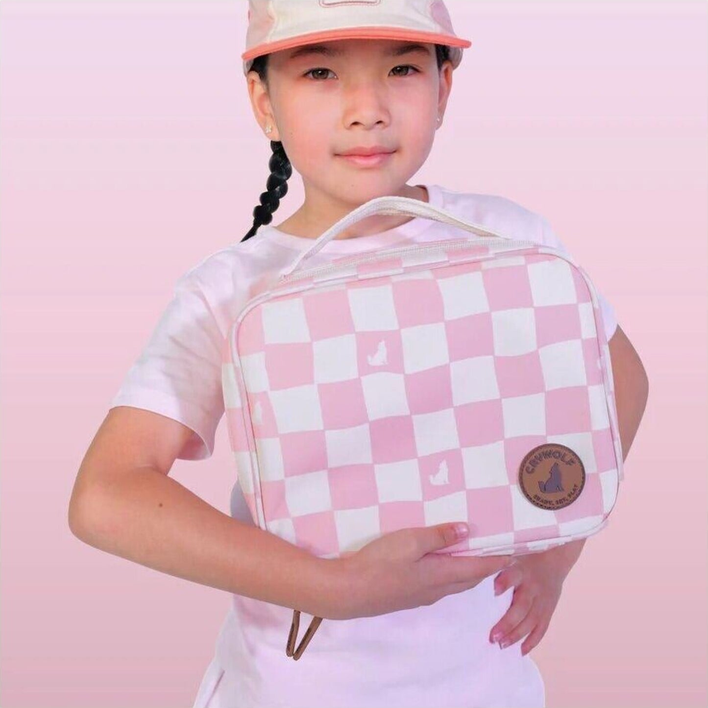 Crywolf Everyday Lunch Bag Pink Check | Aster & Ruby