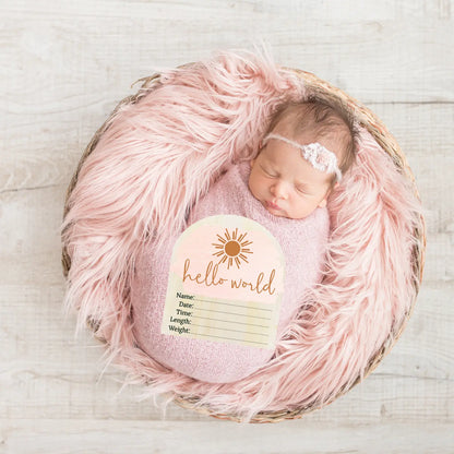 Hello World Pink Sun Wooden Arch