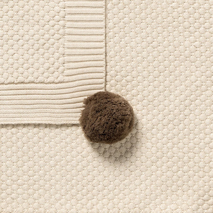 Cream Organic Knitted Bubble Blanket