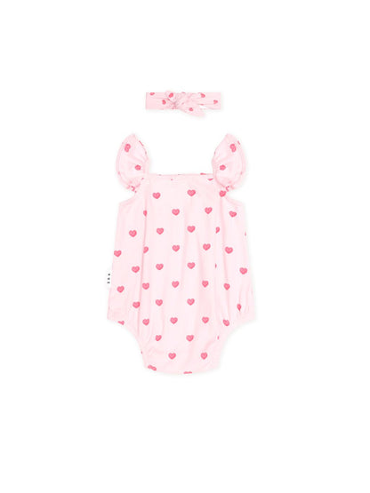 I Heart You Pointelle Bubble Romper and Headband