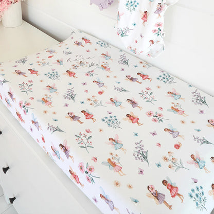 Organic Bassinet Sheet / Change Pad Cover Fairy Garden