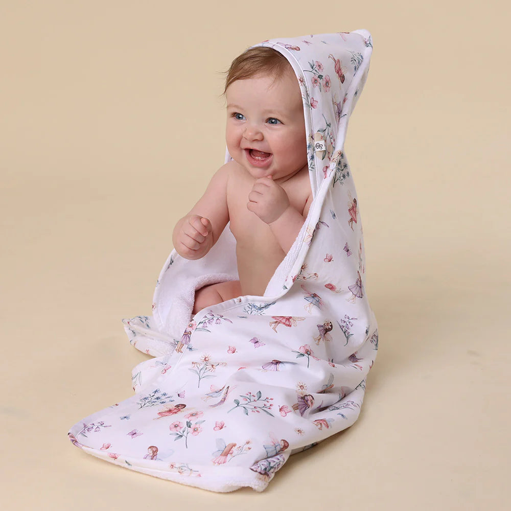 Organic Hooded Baby Towel Fairy Garden