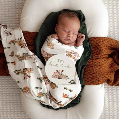 Farm Organic Jersey Wrap & Beanie Set - Aster & Ruby