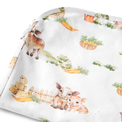 Farm Organic Jersey Wrap & Beanie Set - Aster & Ruby