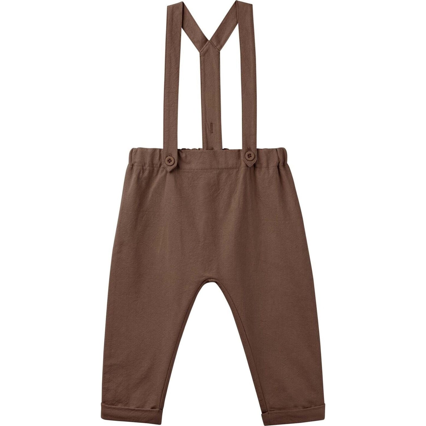 Designer Kidz Finley Linen Suspender Pants - Chocolate | Aster & Ruby