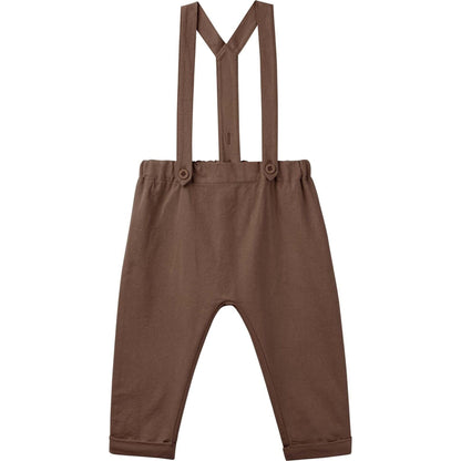 Designer Kidz Finley Linen Suspender Pants - Chocolate | Aster & Ruby