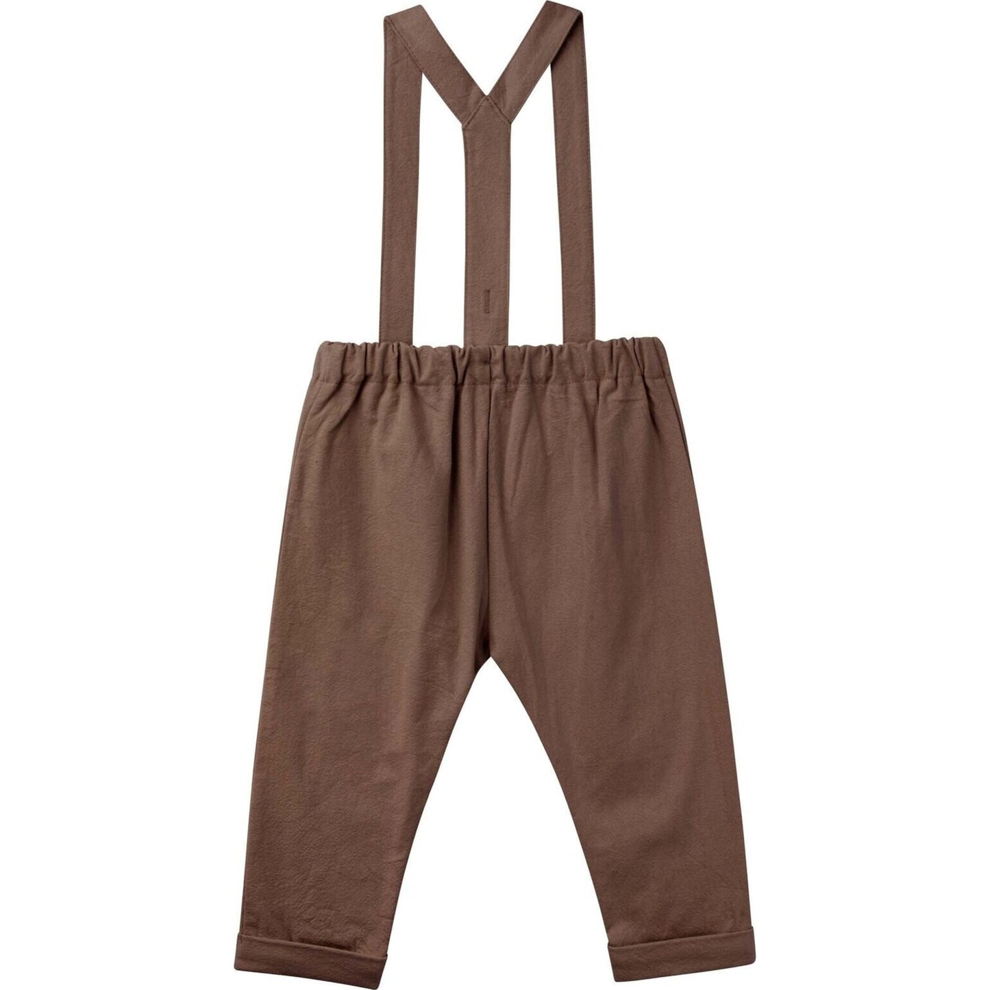 Designer Kidz Finley Linen Suspender Pants - Chocolate | Aster & Ruby
