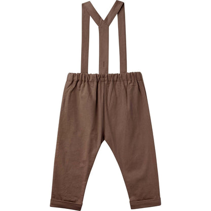Designer Kidz Finley Linen Suspender Pants - Chocolate | Aster & Ruby