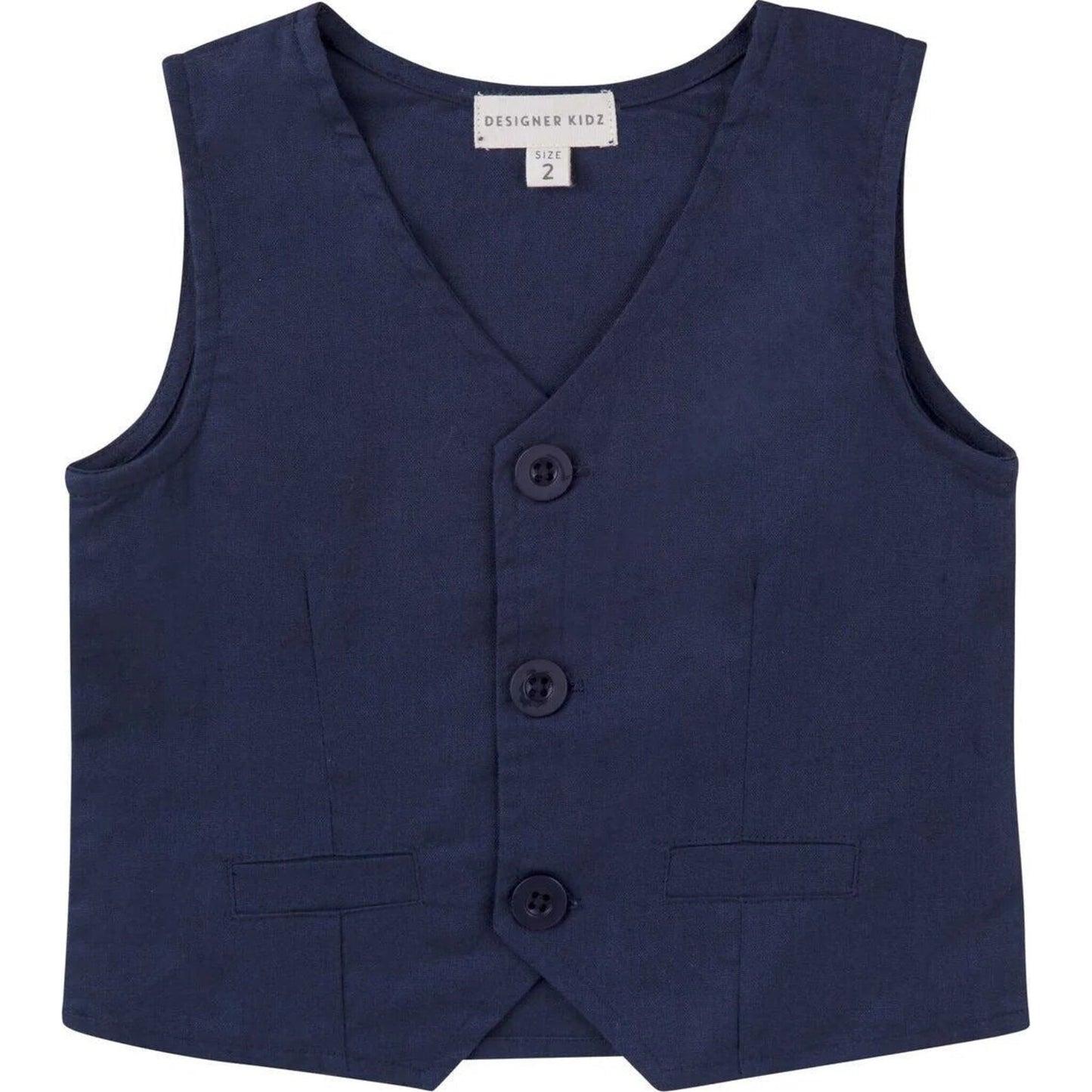 Designer Kidz Finley Linen Vest Navy | Aster & Ruby