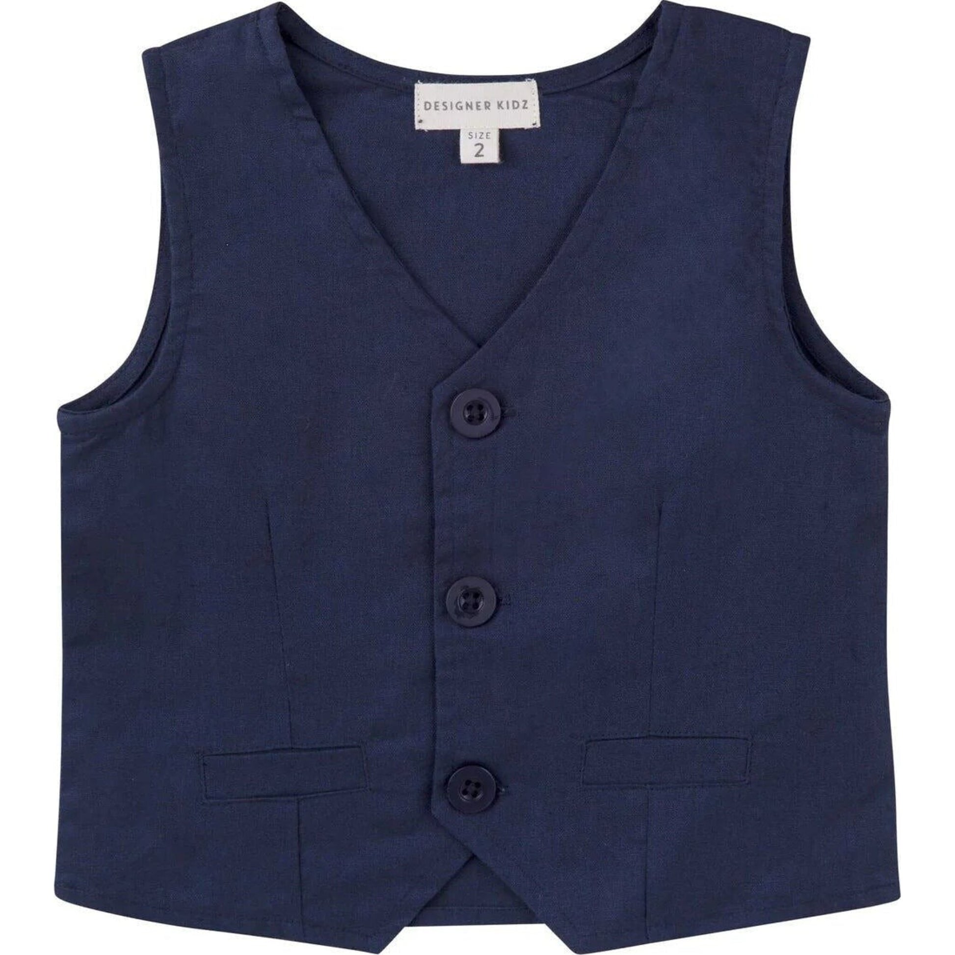 Designer Kidz Finley Linen Vest Navy | Aster & Ruby