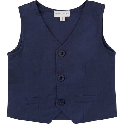 Designer Kidz Finley Linen Vest Navy | Aster & Ruby