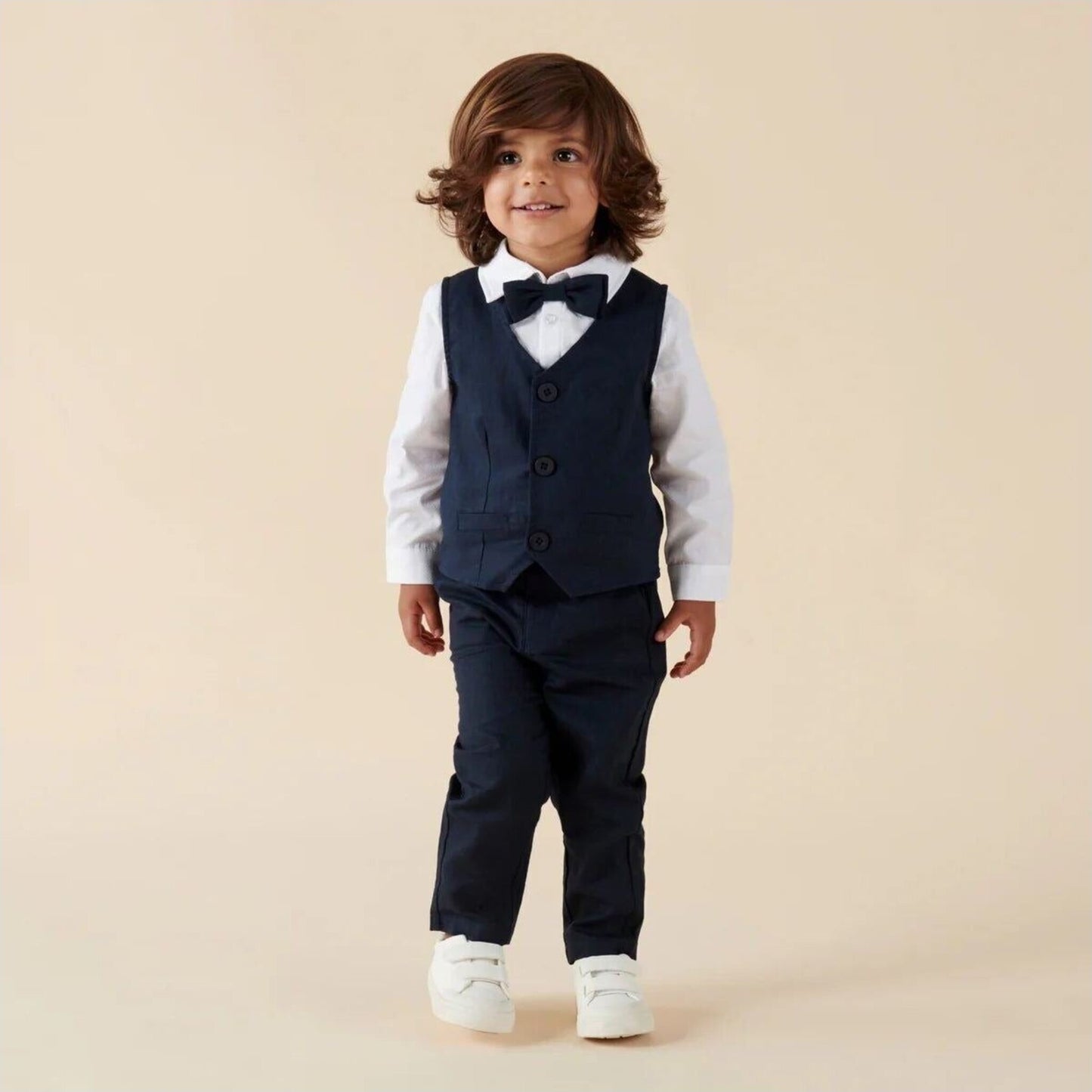Designer Kidz Finley Linen Vest Navy | Aster & Ruby