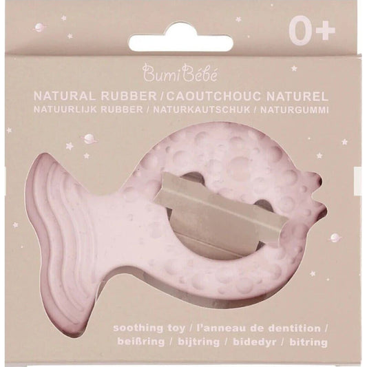 Bumi Bébé Fish Teether Rose (Hevea) | Aster & Ruby