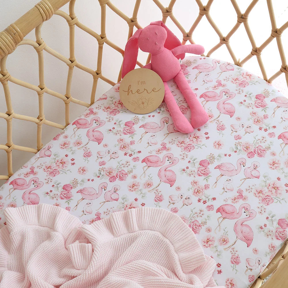 Flamingos Organic Bassinet Sheet / Change Pad Cover