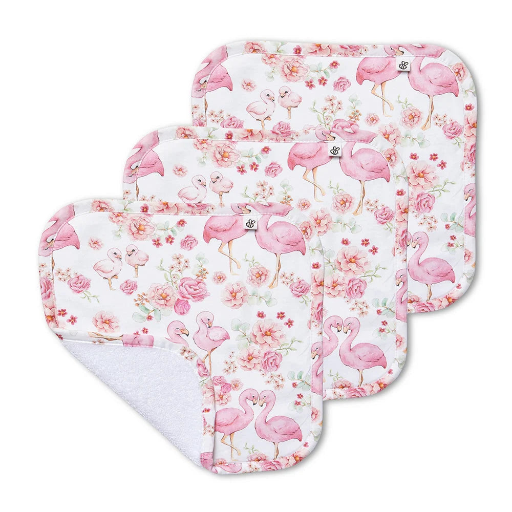 Flamingos Organic Wash Cloths - 3 Pack