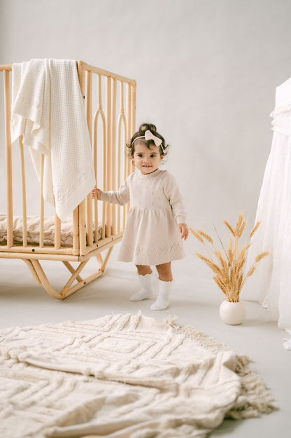 Oatmeal Pointelle Knit Dress