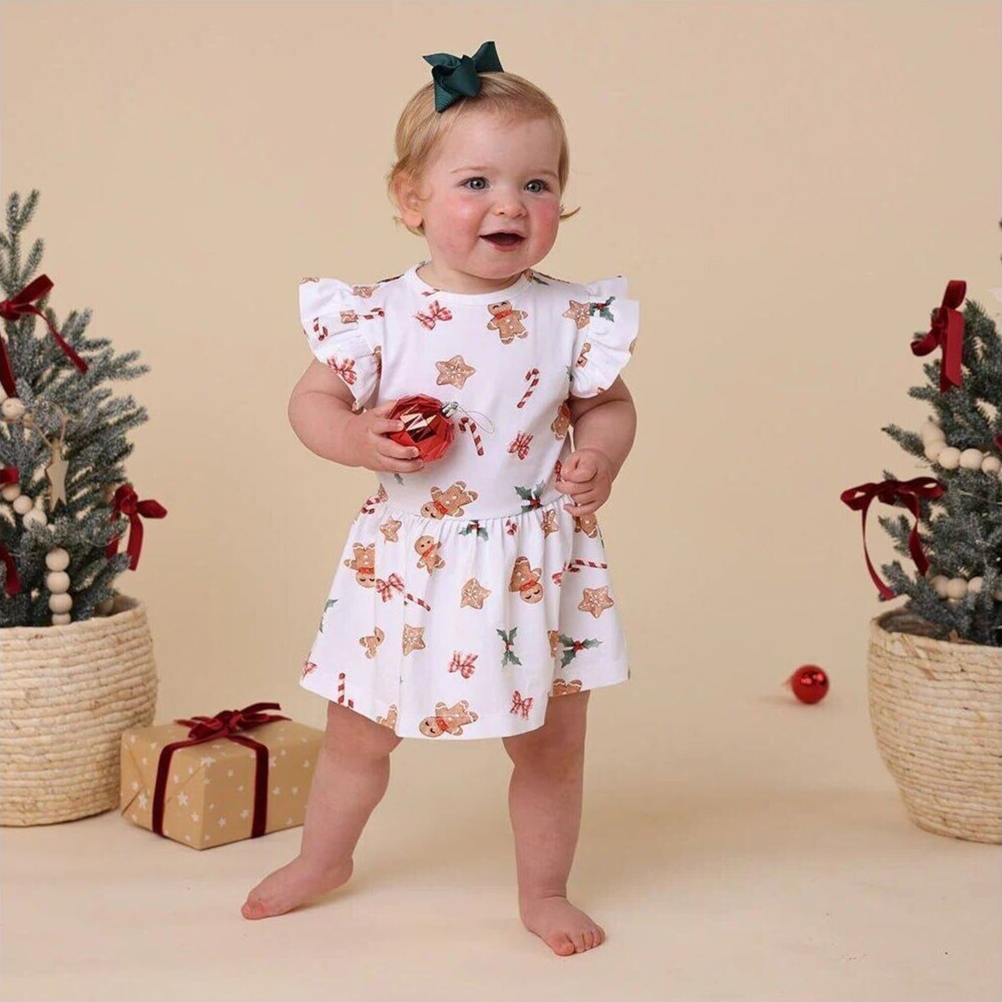 Snuggle Hunny Kids Gingerbread Short Sleeve Organic Dress | Aster & Ruby