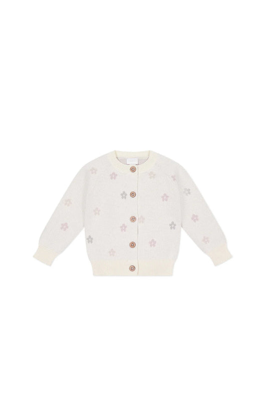 Harper Cardigan - Fifi Egret Jacquard - Aster & Ruby