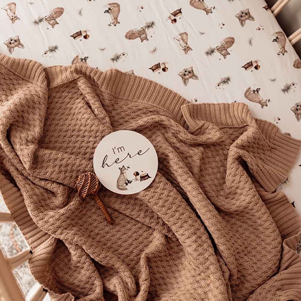 Hazelnut Diamond Knit Organic Baby Blanket - Aster & Ruby