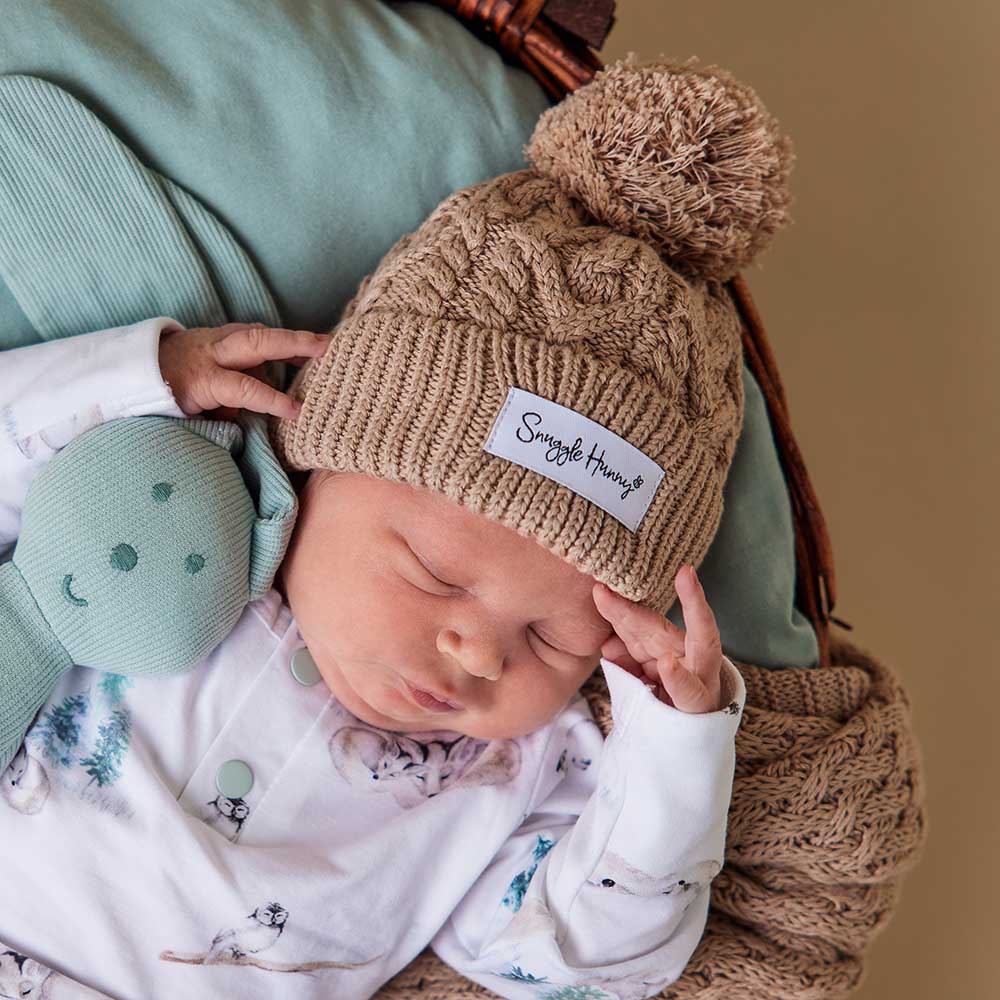 Hazelnut Organic Baby Knit Beanie - Aster & Ruby