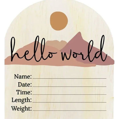 Timber Tinkers Hello World Desert Wooden Arch Birth Disc | Aster & Ruby
