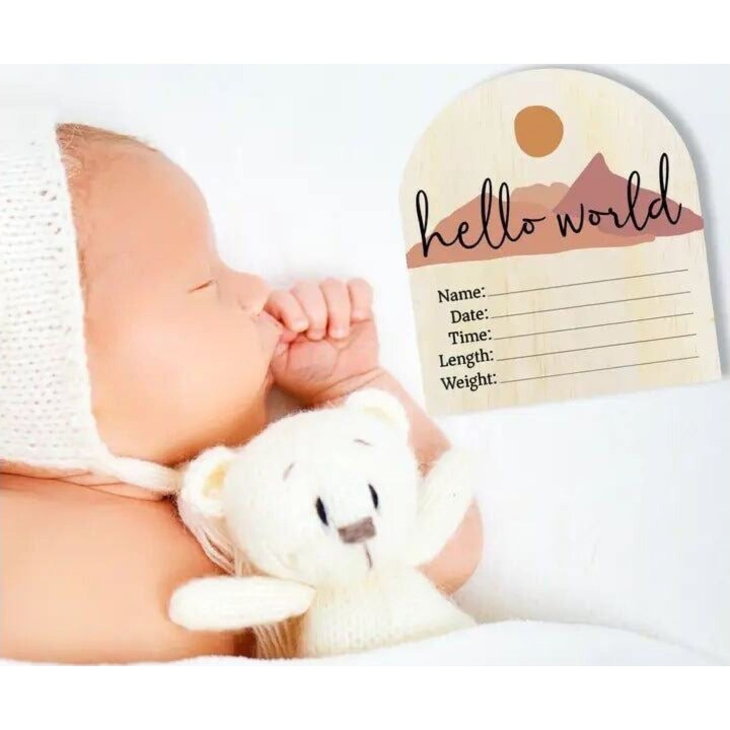 Timber Tinkers Hello World Desert Wooden Arch Birth Disc | Aster & Ruby
