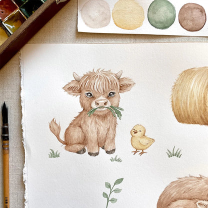 Highland Cows Organic Fitted Cot Sheet