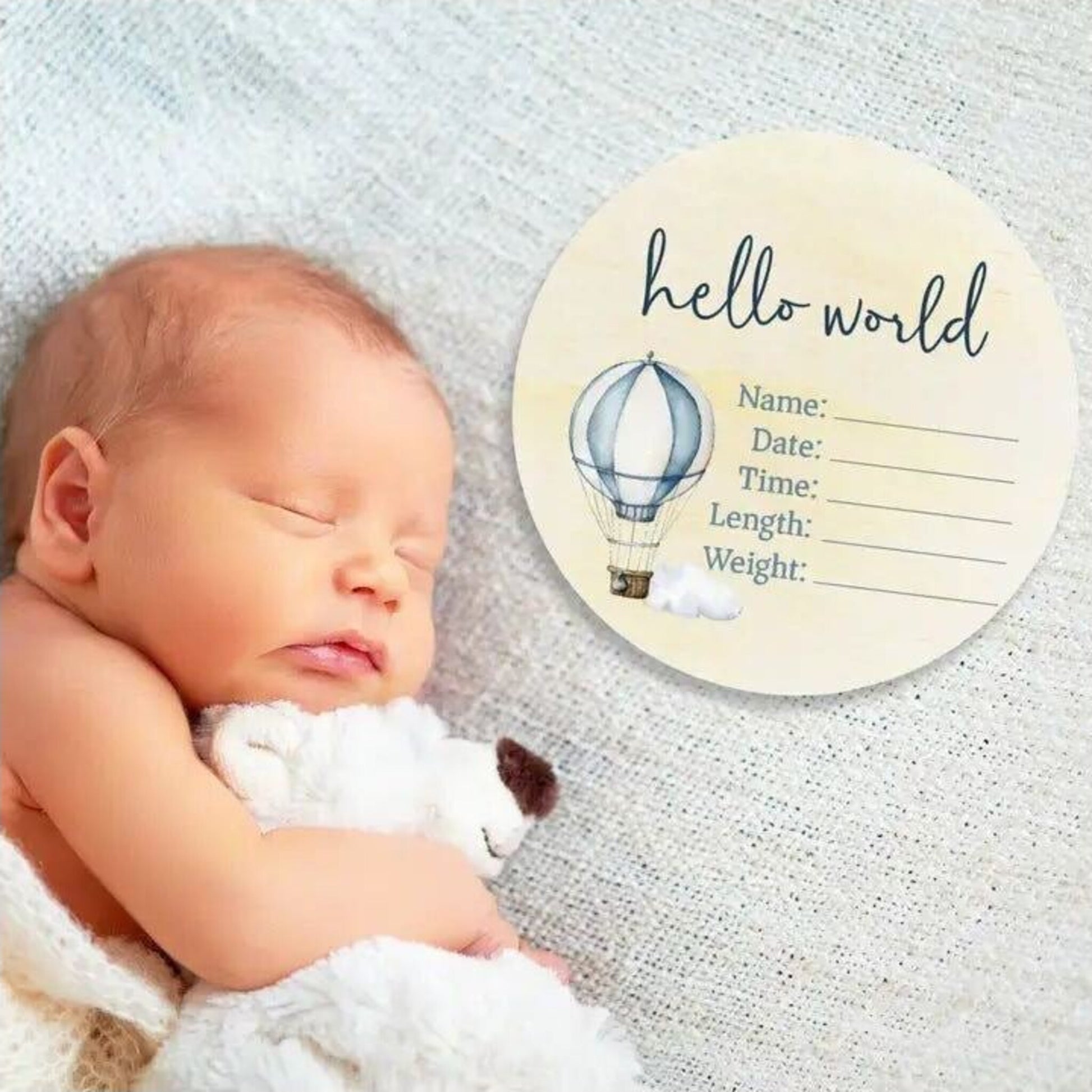 Timber Tinkers Hot Air Balloon Wooden Birth Disc | Aster & Ruby