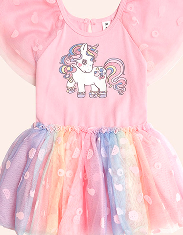 Huxbaby Rainbow Unicorn Tulle Dress | Aster & Ruby