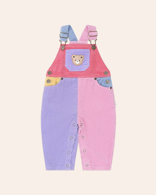 Colour Block Girl Cord Overalls