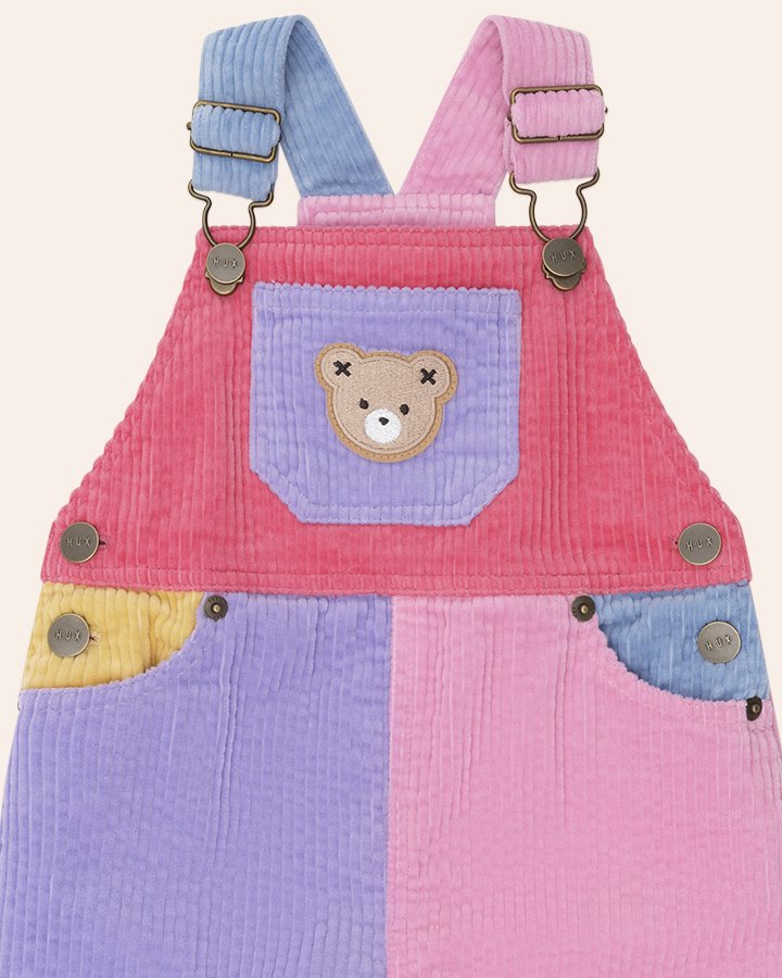 Colour Block Girl Cord Overalls