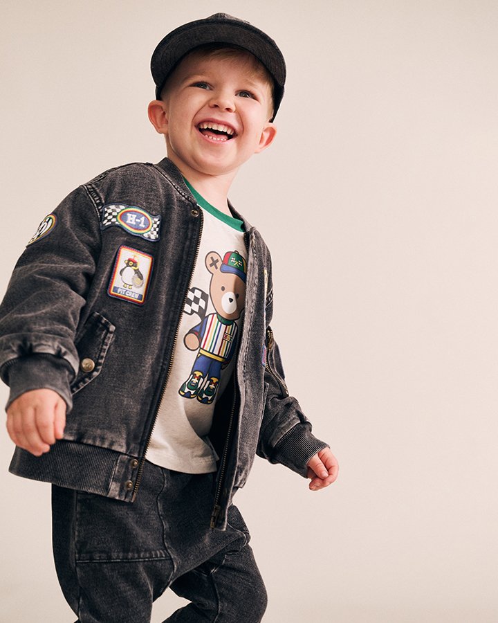 Black Knit Denim Patches Jacket