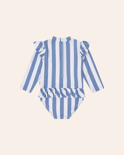 Vintage Stripe Cherry Peplum Swimsuit