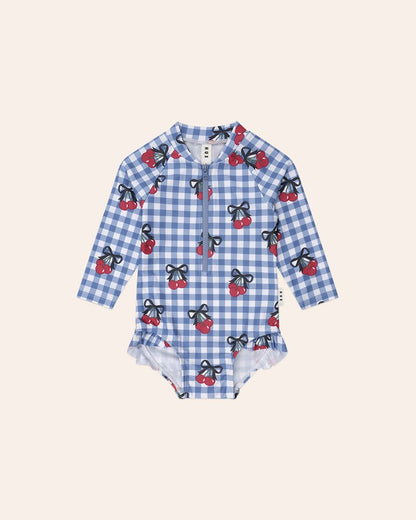 Cherry Gingham Raglan Swimsuit