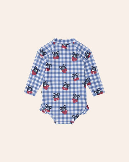 Cherry Gingham Raglan Swimsuit