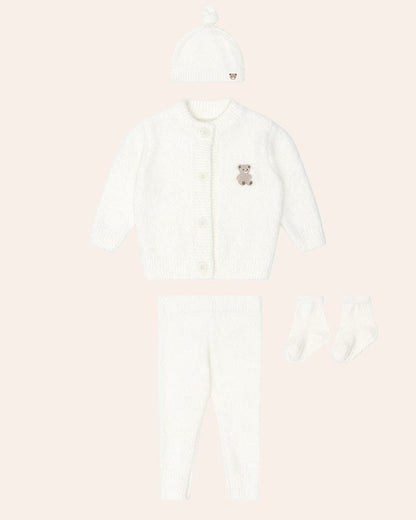 My First Hux Almond Milk 4Pc Boucle Newborn Set