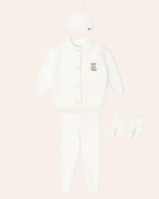 My First Hux Almond Milk 4Pc Boucle Newborn Set