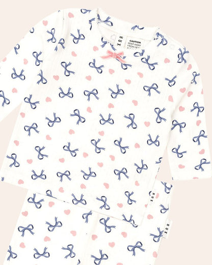 Hearts And Bows Long Sleeve Pj Set