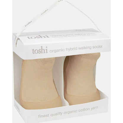 Toshi Hybrid Walking Socks Dreamtime Footsteps Driftwood | Aster & Ruby