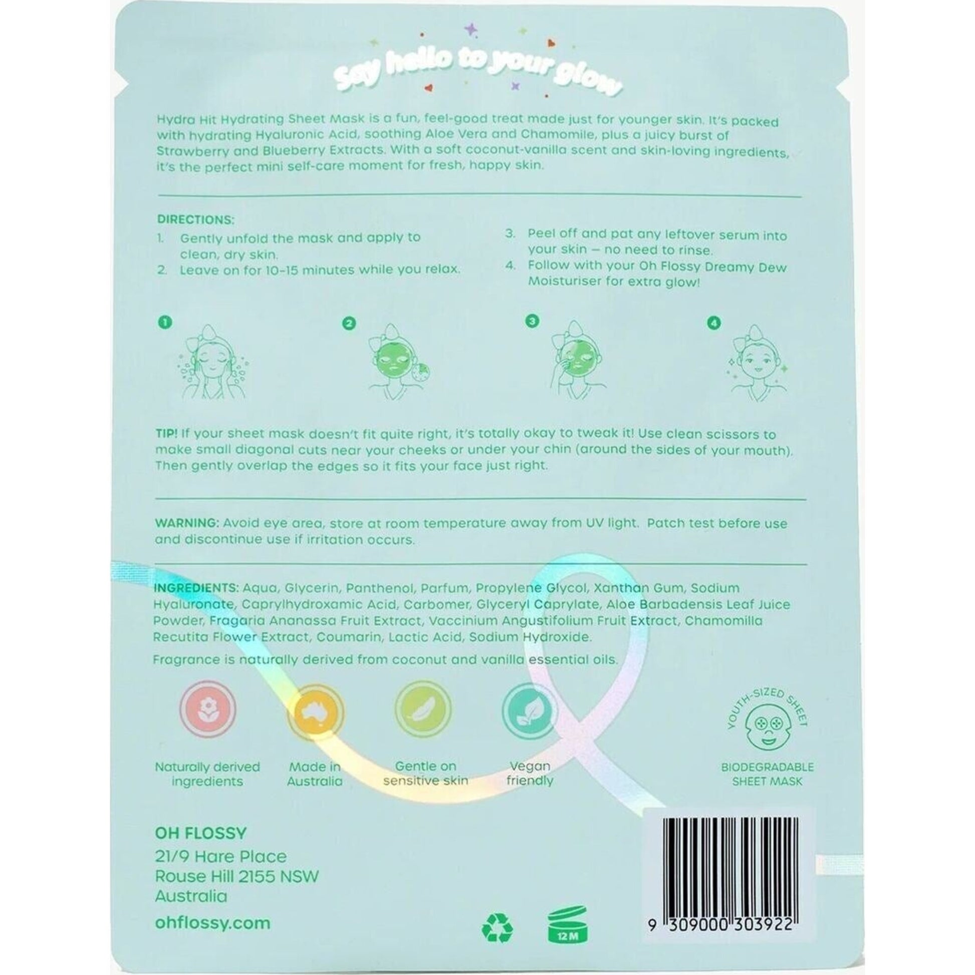 Oh Flossy Hydra Hit Hydrating Coconut Mask | Aster & Ruby