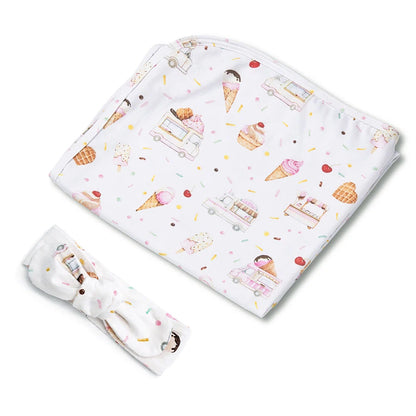 Ice Creams Organic Jersey Wrap & Topknot Set