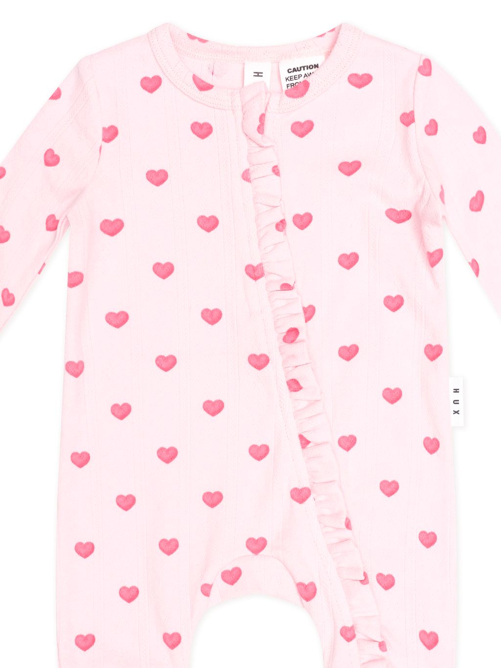 I Heart You Pointelle Frill Zip Romper