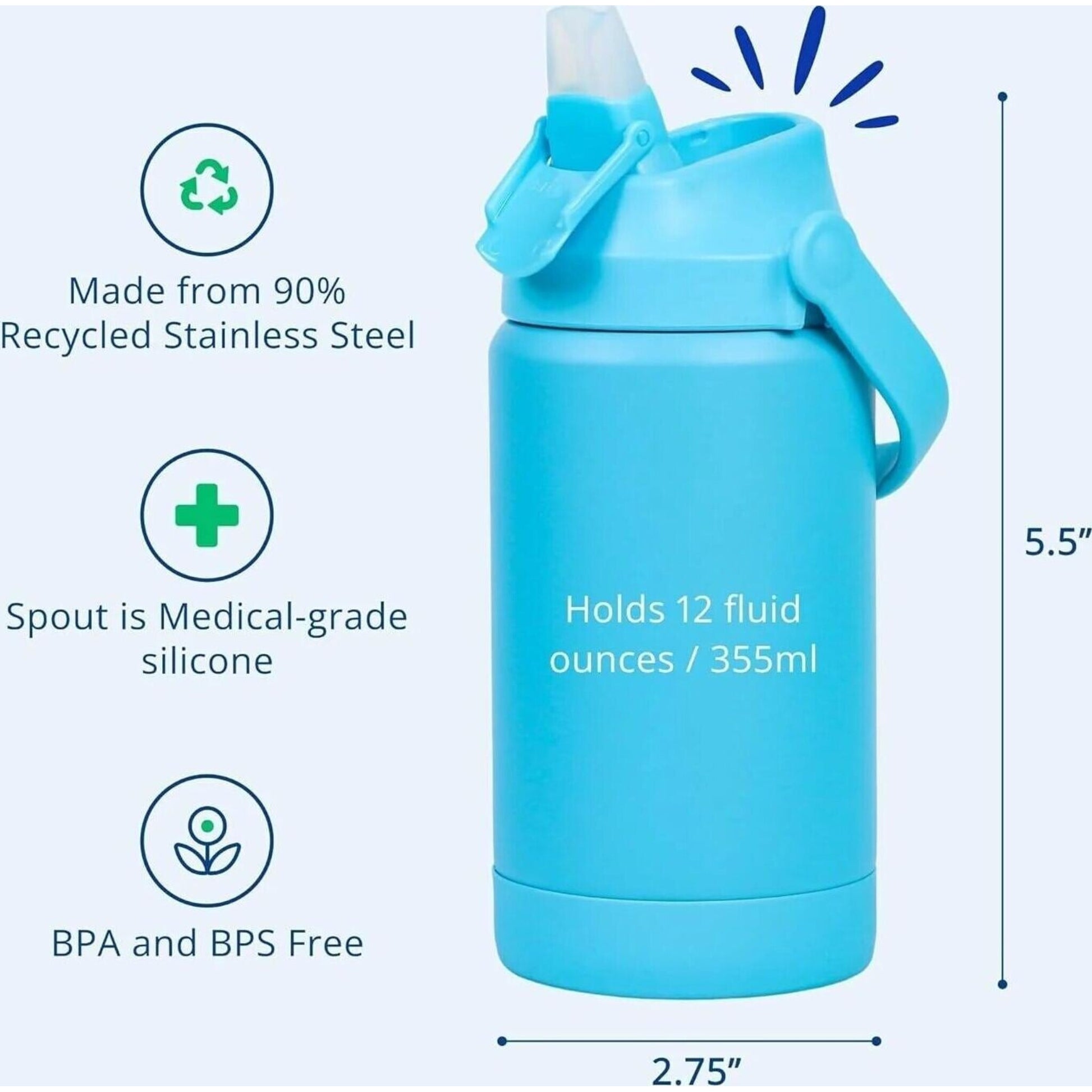 Replay Insulated Water Bottle 355ml Pool Blue | Aster & Ruby