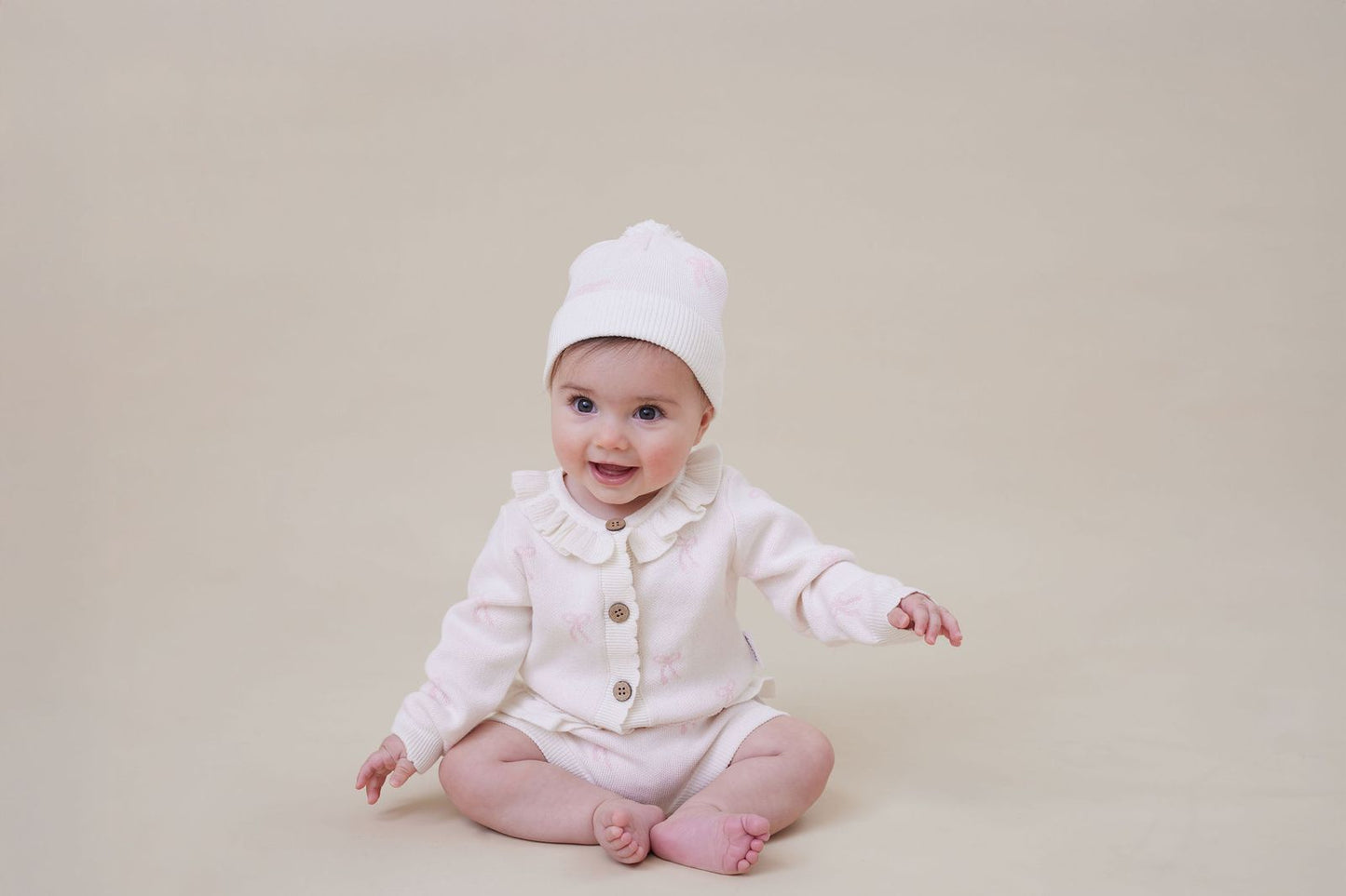 Coconut Bow Knit Beanie