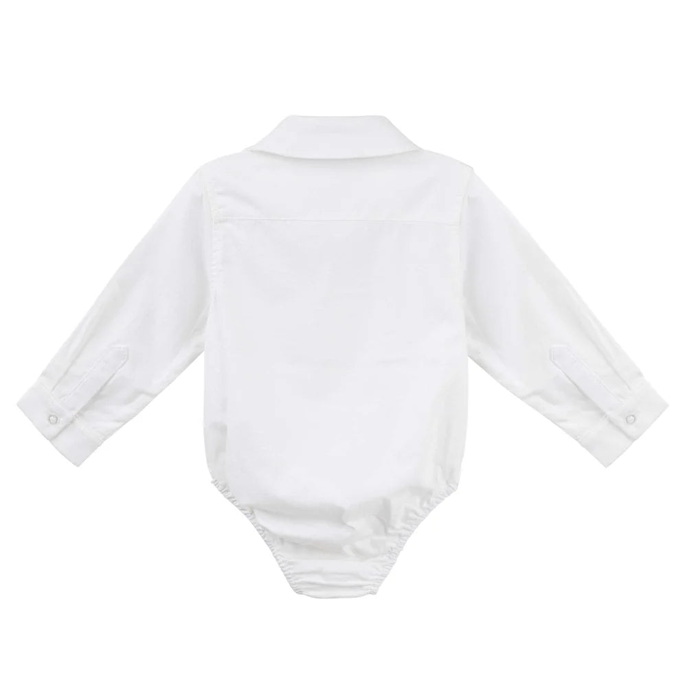 Jackson L/S Formal Romper White - Aster & Ruby