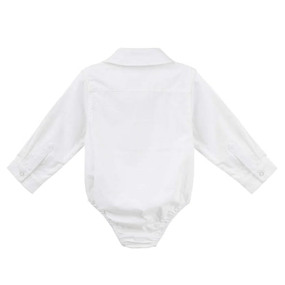 Jackson L/S Formal Romper White - Aster & Ruby