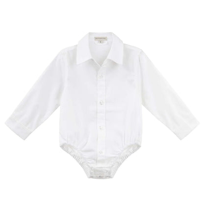 Jackson L/S Formal Romper White - Aster & Ruby